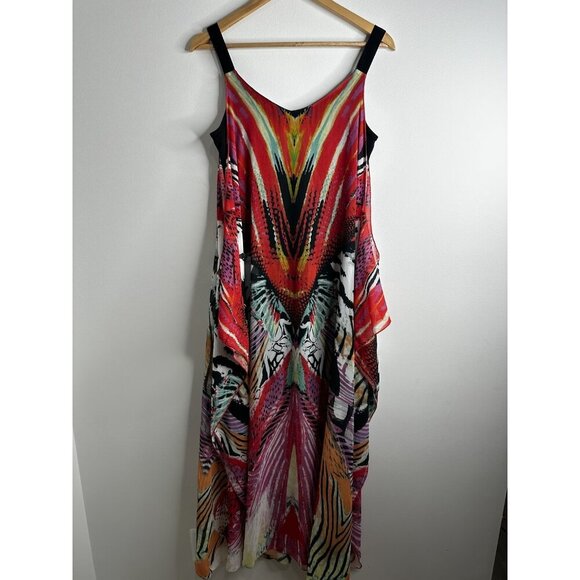 Boston Proper Dress Womens Small Multicolor Boho Maxi Sheer Overlay Flowy Resort - Picture 7 of 11